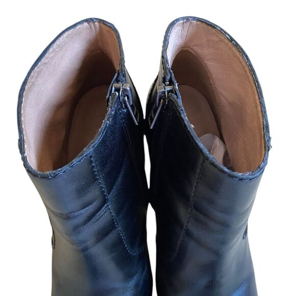 Madewell Sutton Leather Ankle Boots Booties Sz 6.5 Black Block Heel Side Zipper - Picture 11 of 14